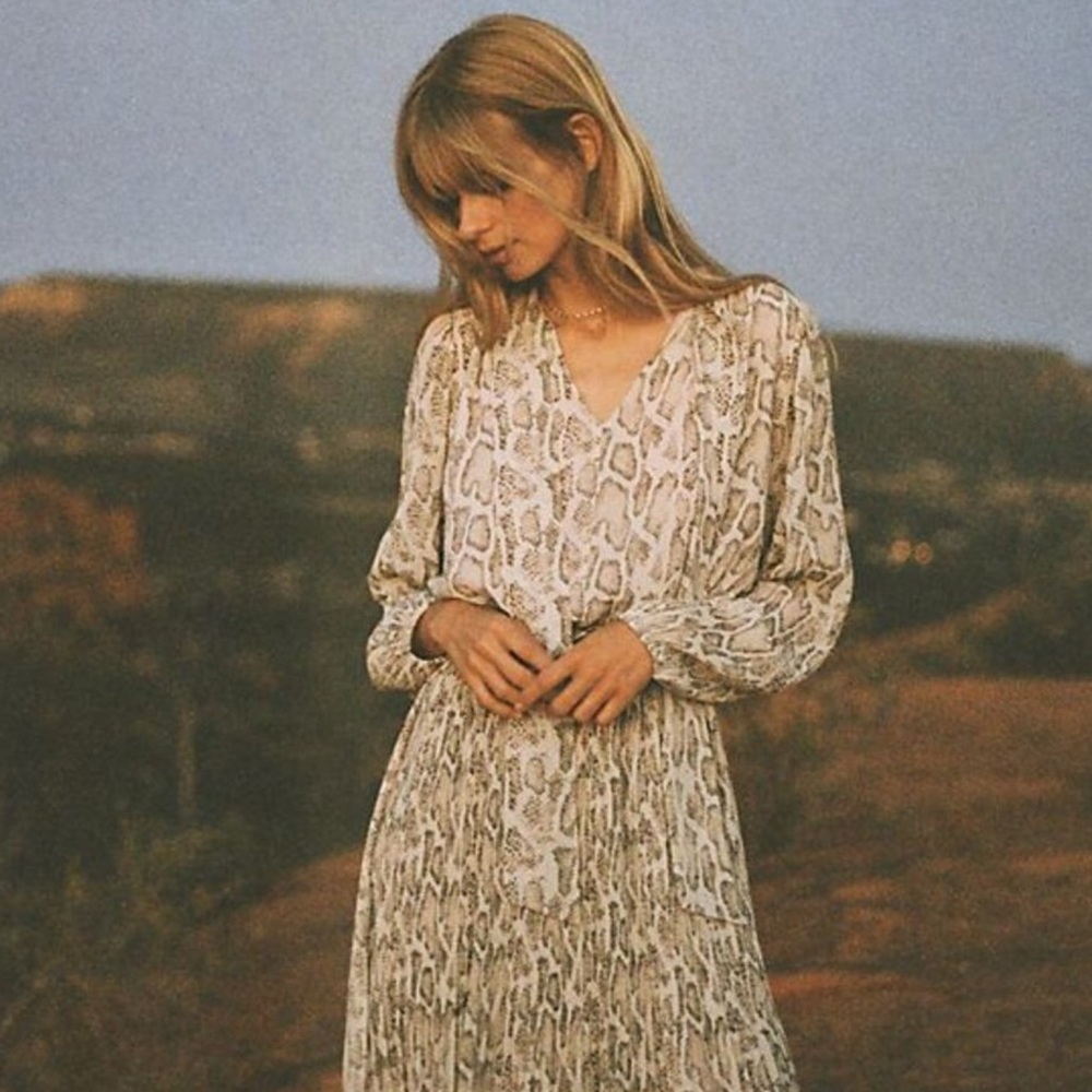 CURRENT AIR ANTHROPOLOGIE Snake Olivia Pleat dress - Picture 2 of 11